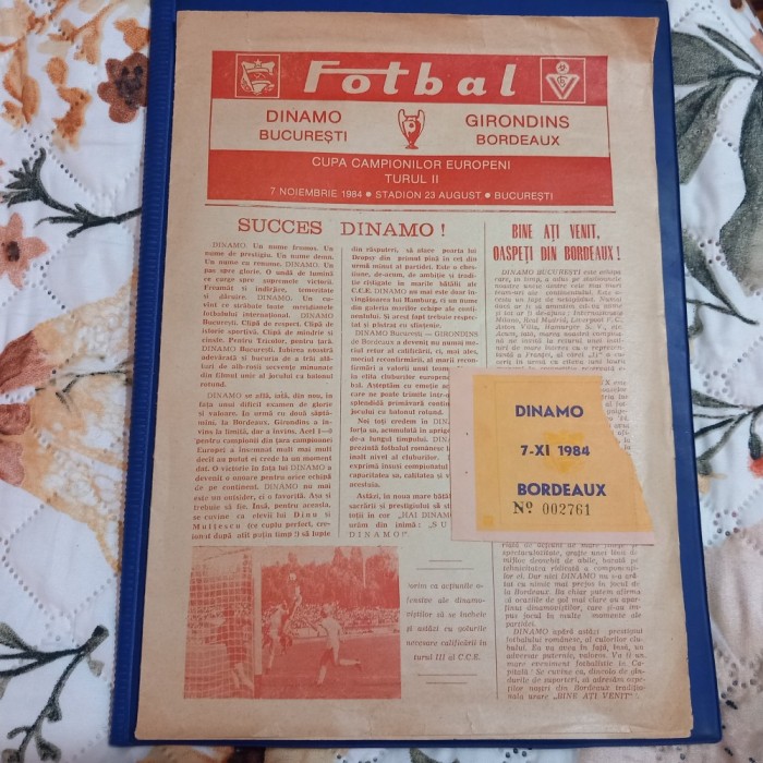 Program+Bilet Dinamo - Bordeaux