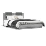 Cumpara ieftin Cadru de pat cu tablie, gri sonoma, 140x200 cm, lemn prelucrat