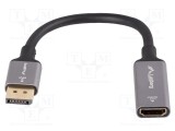 Adaptor LANBERG DisplayPort la HDMI 0,2m aluminiu argintiu 4K UHD