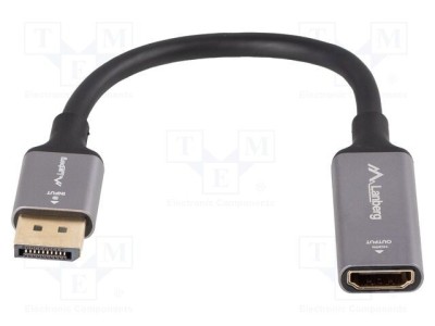 Adaptor LANBERG DisplayPort la HDMI 0,2m aluminiu argintiu foto