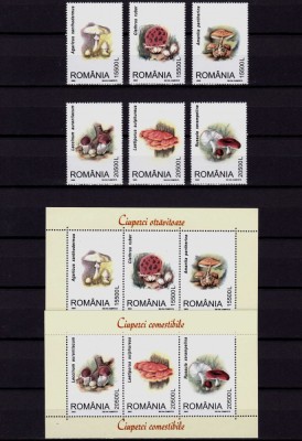 RO 2003 ,LP 1616 + a , &amp;quot;Ciuperci&amp;quot; , serie + serie triptic colitele 332/333,MNH foto