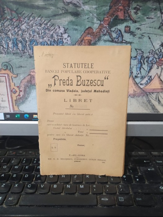 Statutele Băncei populare cooperative Preda Buzescu din com. Vlădaia, jud. Mehedinți, T&acirc;rgu Jiu 1904, 194