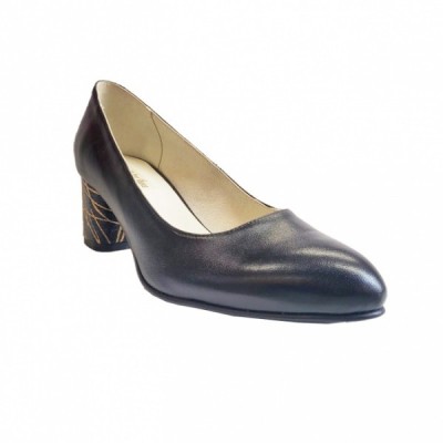Pantofi eleganti dama, bleumarin, din piele naturala box, toc 5 cm - NA74BLM2 foto