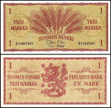 FINLANDA █ bancnota █ 1 Marka █ 1963 █ P-98a █ UNC █ necirculata