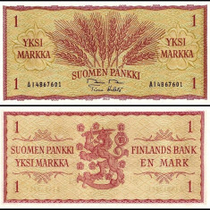 FINLANDA █ bancnota █ 1 Marka █ 1963 █ P-98a █ UNC █ necirculata