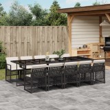 Cumpara ieftin Set mobilier de exterior cu perne, 11 piese, negru, poliratan