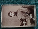 superba fotografie cdv ofiter cu spada ,atelier fotografic SIMONY ,anul 1874