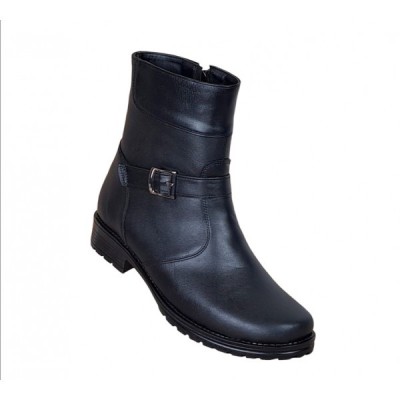 OFERTA MARIMEA 38, 40 - Ghete dama, din piele naturala, cu fermoar, negru, imblanite - LGCATN foto