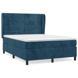 Cumpara ieftin Pat box spring cu saltea, albastru inchis, 140x200 cm, catifea