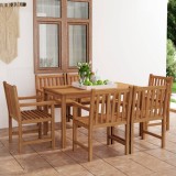 Cumpara ieftin Set de mobilier de grădină cu 7 piese, 140x80 cm, lemn masiv de tec