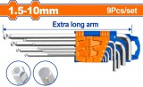 WADFOW - SET 9 CHEI IMBUS HEXAGONALE - CAP BILA - 1.5-10MM, CR-V - EXTRA LUNG PowerTool TopQuality