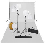 Cumpara ieftin Set studio foto cu lampi, umbrele, fundal si reflector