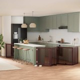 vidaXL Poartă c&acirc;ini pliabilă cu ușă 8 panouri maro 640 cm, lemn plop 3155694