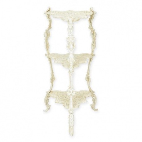 Etajera pentru flori cu trei rafturi antik white MB-104