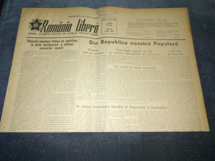 ZIARUL ROMANIA LIBERA 6 MAI 1953