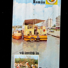 Delta Dunarii - Automobil Club Roman 1970.Pliant turistic cu harta.