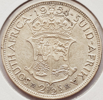 312 Africa de sud 2&amp;frac12; Shillings 1954 Elizabeth II (1st portrait) km 51 argint foto