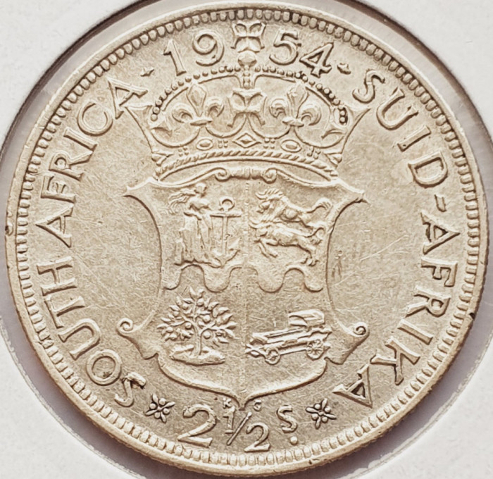 312 Africa de sud 2&frac12; Shillings 1954 Elizabeth II (1st portrait) km 51 argint