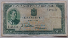 BANCNOTA 500 LEI 1934-ROMANIA foto