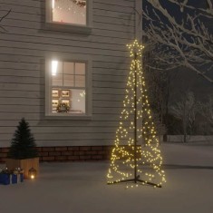 vidaXL Brad de Craciun conic, 200 LED-uri, alb cald, 70x180 cm foto
