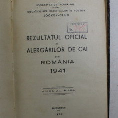 REZULTATUL OFICAL AL ALERGARILOR DE CAI DIN ROMANIA 1941 , APARUTA 1942 , PREZINTA INSEMNARI CU STILOUL *