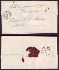 1864 Romania Scrisoare veche BUCURESCI - BUZAU 11 stampila agrafa BUDEU, sigiliu foto