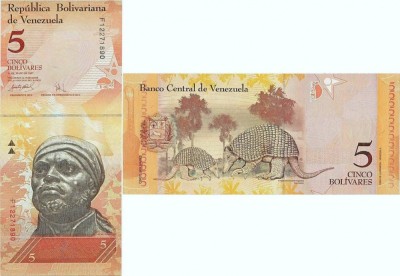 2007 (24 V), 5 bol&amp;iacute;vares (P-89b) - Venezuela - stare UNC! foto