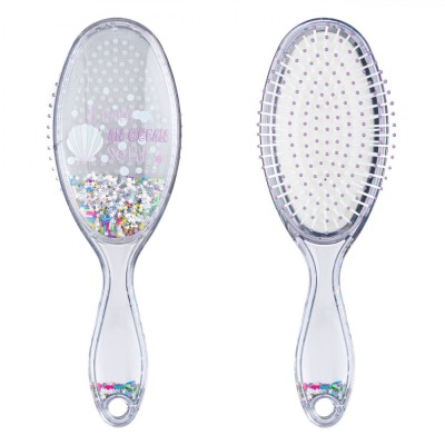 Perie Păr Ovala, Transparentă, Confeti Colorat, Lungime 23cm foto