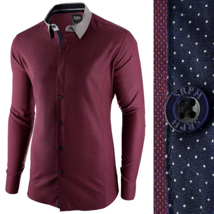 Camasa pentru barbati visiniu slim fit casual A La Fontaine Camasa pentru barbati visiniu slim fit casual A La Fontaine