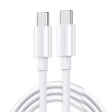 Cablu de Date pentru Telefon, Flippy, Cablu TYPE-C to TYPE-C Universal, Compatibil cu iOS si Android, Power Delivery 65W 130 cupru, 1.5 M, Simplu, Alb