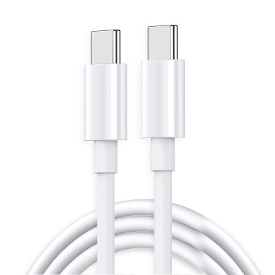 Cablu de Date pentru Telefon, Flippy, Cablu TYPE-C to TYPE-C Universal, Compatibil cu iOS si Android, Power Delivery 65W 130 cupru, 1.5 M, Simplu, Alb foto