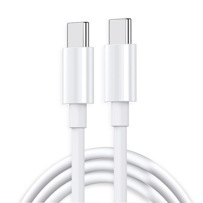 Cablu de Date pentru Telefon, Flippy, Cablu TYPE-C to TYPE-C Universal, Compatibil cu iOS si Android, Power Delivery 65W 130 cupru, 1.5 M, Simplu, Alb