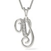 Colier Argint 925 cu Pandantiv Initiala Y Cristale Atcom, 45cm, Argintiu. Cadou Valentine&#039;s Day, Zi Nastere, Craciun