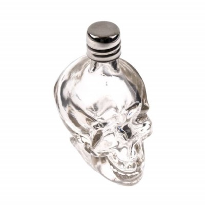 Sticla Pufo cu dop in forma de craniu, pentru bauturi, 50 ml, transparent foto