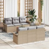 Cumpara ieftin Set de canapele pentru grădină cu pernă 7 pcs Bej, Gri deschis