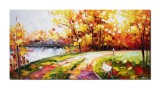 Cumpara ieftin Tablou peisaj pictat manual, Oaza de liniste, 120x60cm ulei pe panza in cutit efect 3D