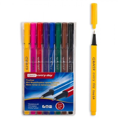 Set Carioci Fineliner Grasp, Triunghiulare, 8 Buc, Multicolor foto