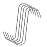 Cumpara ieftin Set 5 carlige inox pentru macelarie, argintii 14 cm, grosime 2.8 mm, model S rezistent cu capat ascutit, pentru afumatoare, uscare si suspendare carne