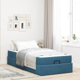 vidaXL Cadru de pat cu saltea albastru 90 x 200 cm Catifea
