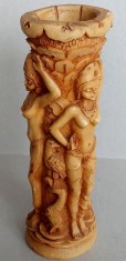 Vaza erotica cu 3 siluete feminine sculptate in piatra, arta hindu 20cm inaltime