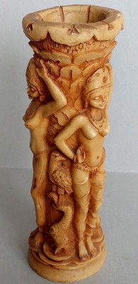 Vaza erotica cu 3 siluete feminine sculptate in piatra, arta hindu 20cm inaltime foto