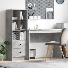 vidaXL Birou cu stocare gri beton din lemn ingineresc
