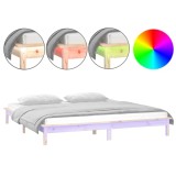 Cumpara ieftin Cadru de pat cu LED, 150x200 cm, lemn masiv, King Size 5FT