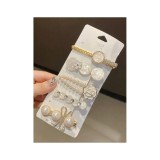 Cumpara ieftin Set 5 Agrafe Laterale cu Perle si Funda - 689919