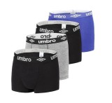Set 4 boxeri pentru barbati Umbro, 100% bumbac, negru gri albastru, L - OUTLET