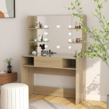Masă machiaj cu lumini LED, stejar, 100x40x135 cm , MDF