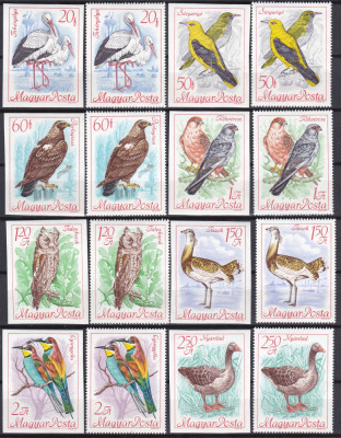 DB1 Fauna Pasari Ungaria 1968 8v. Nedantelate MNH foto