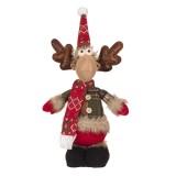 Ren decorativ de Craciun, 40 cm, costum carouri, fular colorat, General