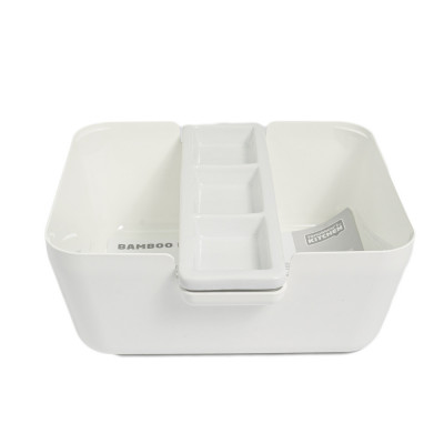 Set 3 piese bol + tocator bambus cu 5 compartimente Bread&amp;amp;dip 24x24x11cm alb foto