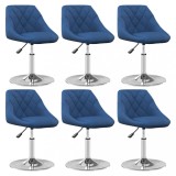 VidaXL Scaune de sufragerie pivotante, 6 buc, albastru, catifea